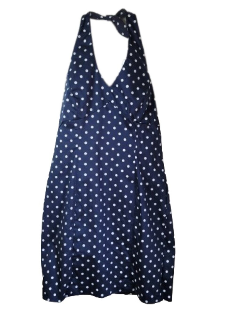 Jones New York Polka Dot Halter Dress Navy White Preppy, Retro, Dainty, Nautical - Picture 3 of 11